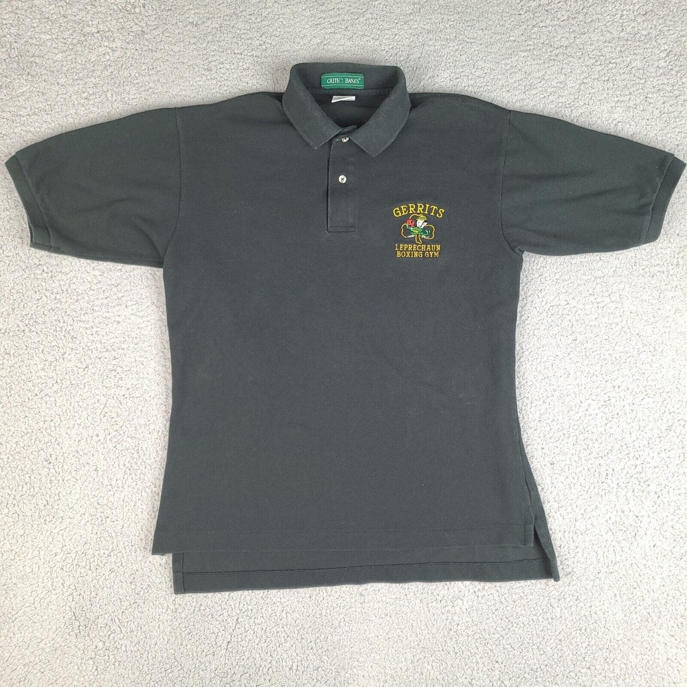 Vtg Outer Banks Polo Shirt Mens Medium Green Gerrits Leprechaun‎ Boxing Gym